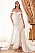 LaDivine WN315 Off-The-Shoulder Neck Pleated Overskirt Bridal Dress