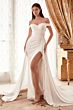 LaDivine WN315 Off-The-Shoulder Neck Pleated Overskirt Bridal Dress