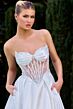 LaDivine CD389W Pleated Bust Lace-Up Wedding Dress