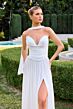 LaDivine CD410W Brush Train Ruched Wedding Dress