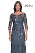 La Femme 31458 Bateau Neck Illusion Sleeve Dress