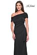 La Femme 31459 Ruched Back Asymmetric Neck Dress