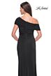 La Femme 31459 Ruched Back Asymmetric Neck Dress
