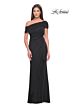 La Femme 31459 Ruched Back Asymmetric Neck Dress