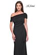 La Femme 31459 Ruched Back Asymmetric Neck Dress