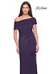 La Femme 31459 Ruched Back Asymmetric Neck Dress