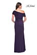 La Femme 31459 Ruched Back Asymmetric Neck Dress