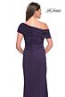 La Femme 31459 Ruched Back Asymmetric Neck Dress