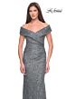 La Femme 31679 Off-The-Shoulder Neck Ruched Back Dress