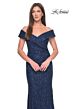 La Femme 31679 Off-The-Shoulder Neck Ruched Back Dress