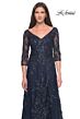 La Femme 31719 Three-Quarter Sleeve V-Neck Dress