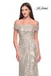La Femme 31772 Ruched Off-The-Shoulder Neck Sequin Dress