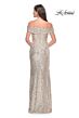 La Femme 31772 Ruched Off-The-Shoulder Neck Sequin Dress