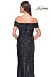 La Femme 31772 Ruched Off-The-Shoulder Neck Sequin Dress