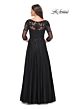 La Femme 31776 Illusion Sleeve A-Line Dress