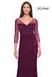 La Femme 31777 Ruched Waist Illusion Sleeve Dress