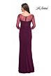 La Femme 31777 Ruched Waist Illusion Sleeve Dress