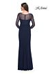 La Femme 31777 Ruched Waist Illusion Sleeve Dress