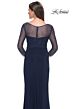 La Femme 31777 Ruched Waist Illusion Sleeve Dress