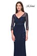 La Femme 31777 Ruched Waist Illusion Sleeve Dress