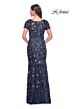La Femme 31779 Illusion Short Sleeve V-Neck Dress