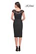 La Femme 31839 Applique V-Neck Back Slit Dress