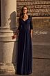 La Femme 23244 Knot Waist Lace Sleeves Dress