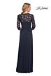 La Femme 23244 Knot Waist Lace Sleeves Dress