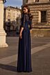 La Femme 23244 Knot Waist Lace Sleeves Dress