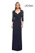 La Femme 23244 Knot Waist Lace Sleeves Dress