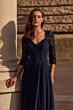 La Femme 23244 Knot Waist Lace Sleeves Dress