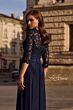 La Femme 23244 Knot Waist Lace Sleeves Dress