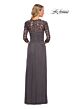 La Femme 23244 Knot Waist Lace Sleeves Dress