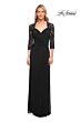 La Femme 23244 Knot Waist Lace Sleeves Dress