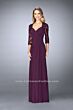 La Femme 23244 Knot Waist Lace Sleeves Dress