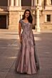 La Femme 23449 Scalloped V-Neck Cap Sleeves Dress