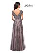 La Femme 23449 Scalloped V-Neck Cap Sleeves Dress