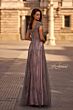 La Femme 23449 Scalloped V-Neck Cap Sleeves Dress