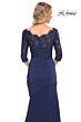 La Femme 24926 Scalloped Neckline Draped Skirt Dress