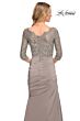 La Femme 24926 Scalloped Neckline Draped Skirt Dress