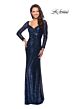 La Femme 25331 Long Sleeves Sequin Dress