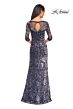 La Femme 25521 Floral Velvet Illusion Neckline Dress
