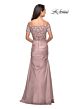 La Femme 25996 Beaded Sleeves Ruched Dress