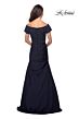 La Femme 25996 Beaded Sleeves Ruched Dress