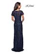 La Femme 26405 Short Sleeve Beaded Lace Dress