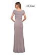 La Femme 26519 Ruched Top Portrait Neckline Dress