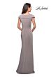 La Femme 26523 Portrait Neckline Ruched Dress