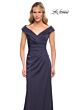 La Femme 26523 Portrait Neckline Ruched Dress