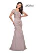 La Femme 26806 Embroidered Bodice V-Neck Dress