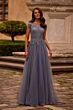 La Femme 26893 Sheer Neckline Embroidered Bodice Dress